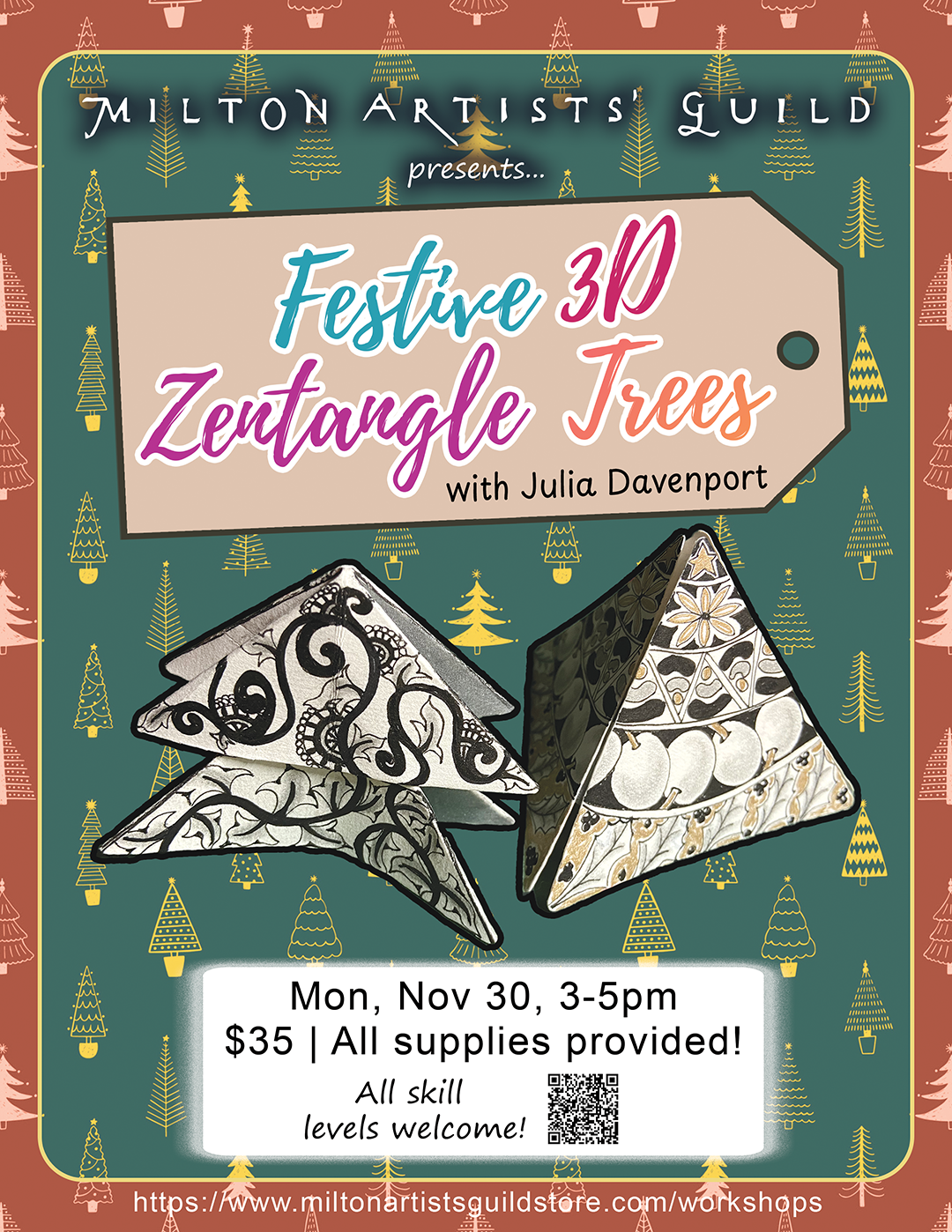 Festive 3D Zentangle Trees