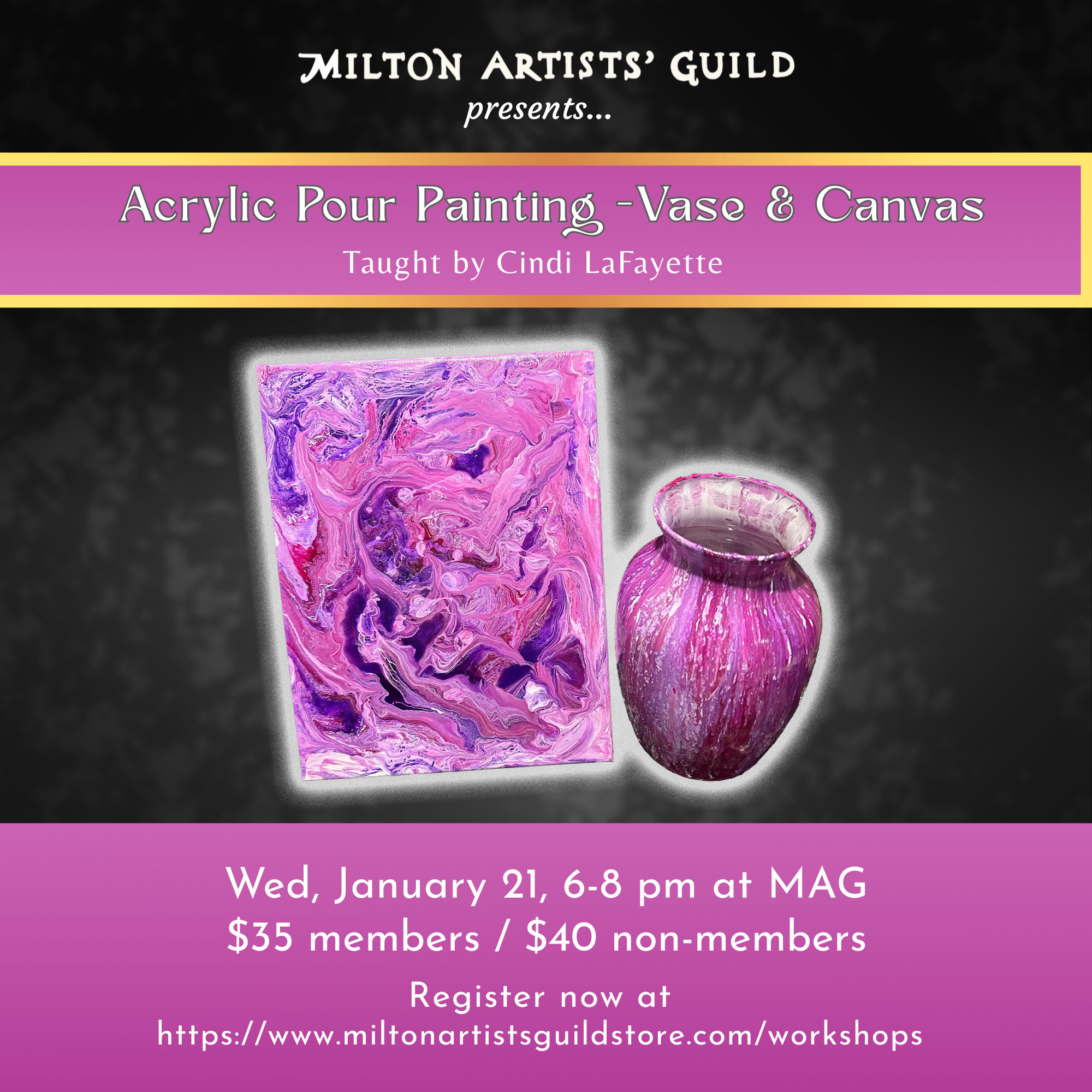Acrylic Pour Painting - Vase and Canvas